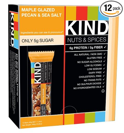 KIND Bars, Maple Glazed Pecan & Sea Salt, Gluten Free, 1.4 Ounce Bars, 12 Count