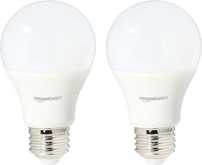 AmazonBasics 60 Watt Equivalent, Soft White, Dimmable, A19 LED Light Bulb | 2-Pack
