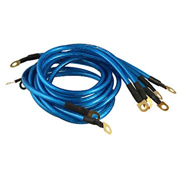 Auto Car Universal HKS Ground Grounding Wire Cable Kit Blue 5 in 1
