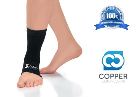 Copper Compression Recovery Ankle Sleeve - Highest Copper Content GUARANTEED and Highest Quality Copper - Infused Fit Wear Anywhere - 1 Ankle Sleeve X-Large