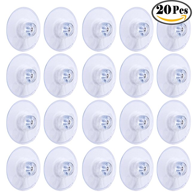 Whaline 45mm Large Suction Cup Plastic Sucker Pads without Hooks, Clear, 20 Packs
