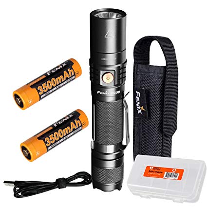 Fenix UC35 V2.0 2018 Upgrade 1000 Lumen Rechargeable Tactical Flashlight with Two 3500mAh Battery and Lumen Tactical Organizer
