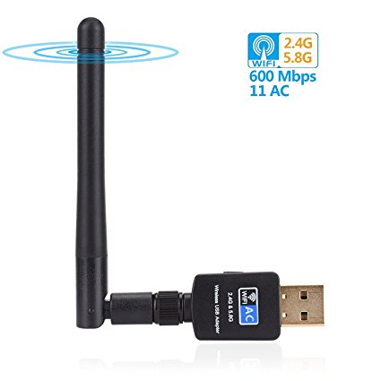 WLAN USB Adapter HOMORE 11AC USB WiFi Dongle-Wireless USB WiFi Adapter 600Mbit/s 2.4G/5G Dual Band Mini WLAN Stick, 802.11n/g/b/a/ac Antenna Network Lan Card for Windows and Mac OS