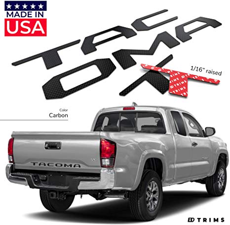 BDTrims Tailgate Raised Letters Compatible with 2016-2020 Tacoma Models (Carbon)