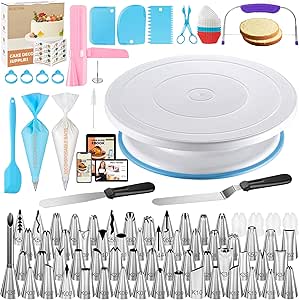 Kootek 230PCs Cake Decorating Kits, Baking Supplies Tools with Cake Stand Turntable, Piping Bags and Tips, Cake Leveler, Frosting Icing Spatulas & More Accessories for Cake Cupcake Decorations