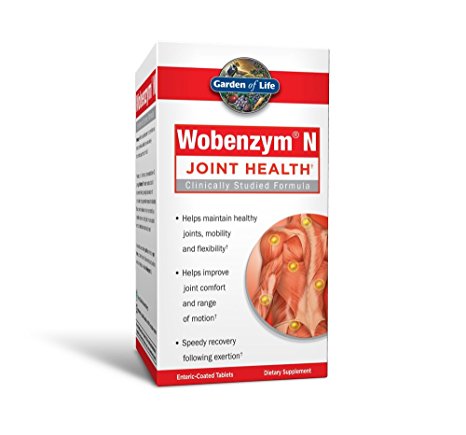 Garden of Life Joint Support Supplement - Wobenzym N Systemic Enzymes, 200 Tablets