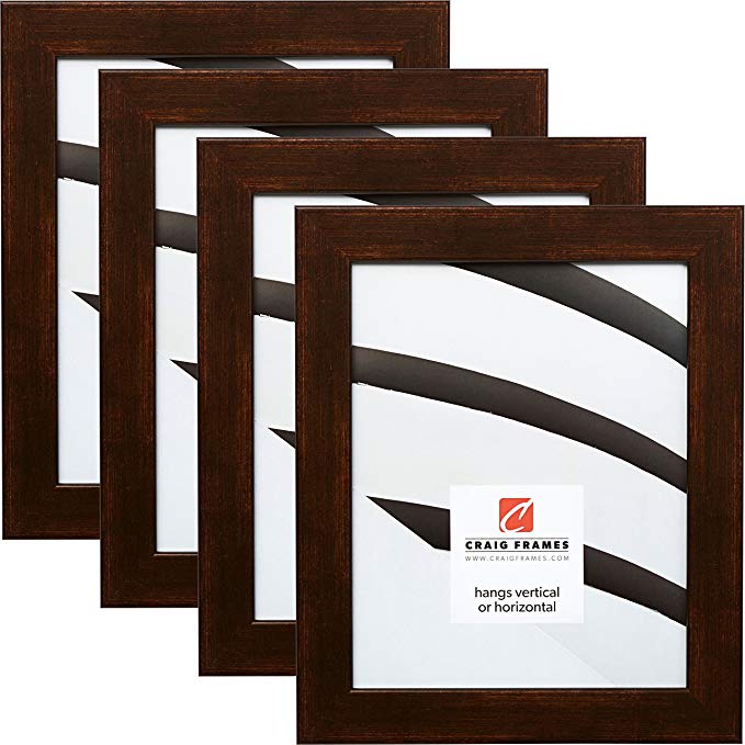 Craig Frames Bauhaus, Modern Aged Copper Picture Frame, 5 x 7 Inch, Set of 4