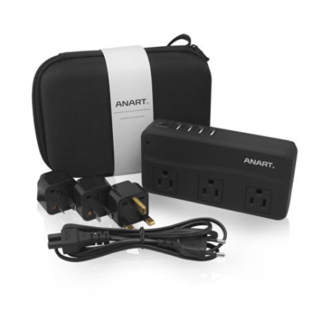 ANART® 200W Travel Voltage Converter, 220V to 110V Power Converter with 8.5A 4 USB Charging Ports, with Storage Carrying Bag