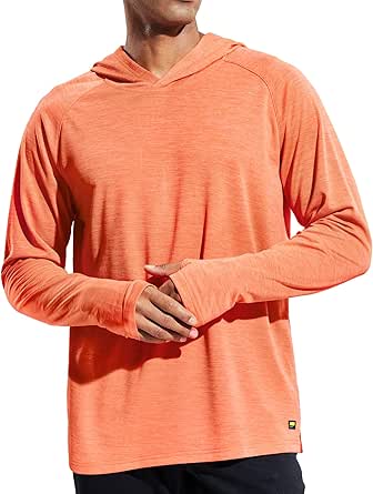 MIER Men's UPF 50  Sun Protection Hoodie Long Sleeve SPF Fishing Hiking Running Thumbhole Shirts Hooded Quick Dry Lightweight