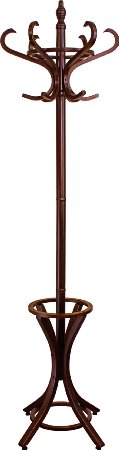 Headbourne 8000 Floor Standing Hat and Coat Rack with Umbrella Stand, Solid Wood with Dark Walnut Finish