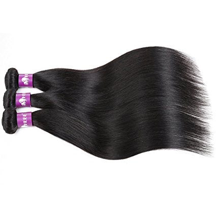 Hebe Brazilian Hair Straight 3 Bundles 16 18 20 Inches 300g 100% Brazilian Virgin Human Hair Weave Natural Black Color Grade 7A