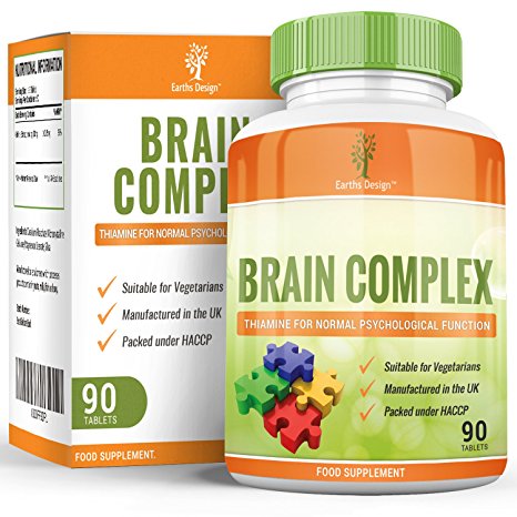 Brain Booster Complex - Nootropic Vitamin Supplement - Suitable for Vegetarians - 90 Tablets (3 Month Supply) by Earths Design