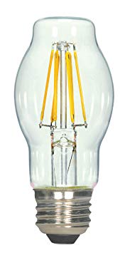 Satco S9576 BT15 LED Clear Medium Base Light Bulb, 6.5W