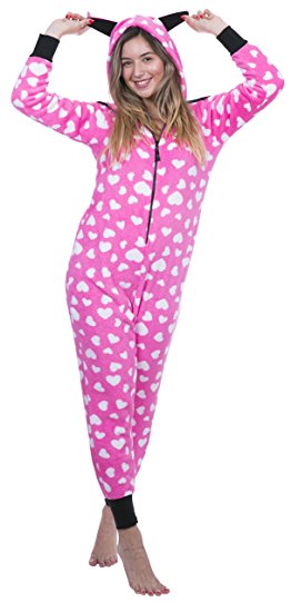 Totally Pink Women's Warm and Cozy Plush Adult Onesie / Pajamas / Onesies