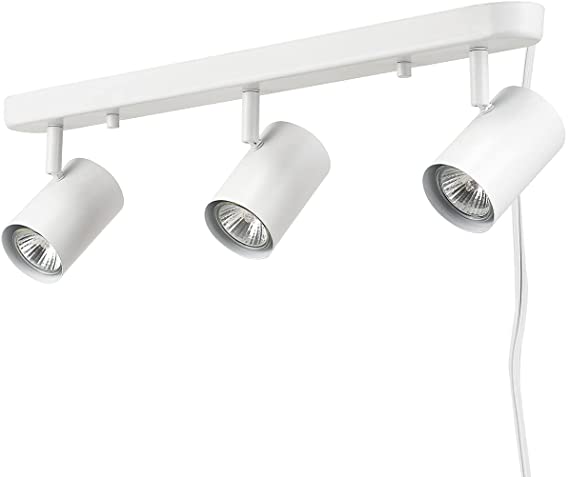 Globe Electric 60024 Dale 3-Light Plug-in Track Lighting, Matte White, 15 Foot Cord, in-Line On Off Rocker Switch