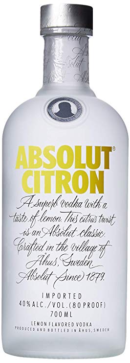 Absolut Citron Lemon Flavoured Vodka, 70 cl