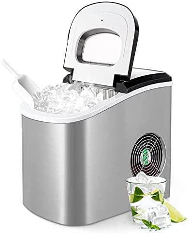 Portable Ice Maker Machine for Countertop, Ice Cubes Ready in 6 Mins, Make 26 lbs Ice in 24 Hrs Perfect for Parties Mixed Drinks, Electric Ice Maker 2.2L with Ice Scoop and Basket (silver)