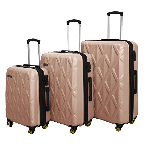 HyBrid Travel 3 Piece Luggage Set Durable Lightweight Hard Case Spinner Suitecase 20in24in28in