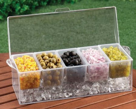 Chilled Condiment Server with 5 Removable Containers. (1, DESIGN 1)