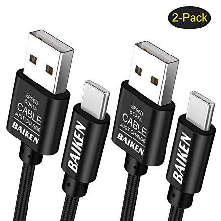 USB Type C Cable, Fast Charging Cord, USB C to USB A Charger (4FT, 2 Packs) for Samsung Galaxy S9 S8 Note 8, Pixel, LG V30 G6 G5, Nintendo Switch, OnePlus 5 3T, Black (Black)