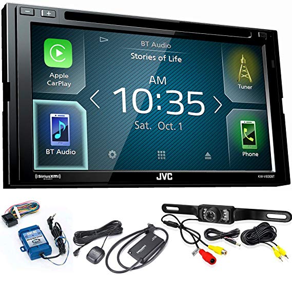 JVC KW-V830BT Android Auto / Apple CarPlay CD/DVD with SiriusXM Tuner, Back Up Camera, Steering Wheel Control Interface