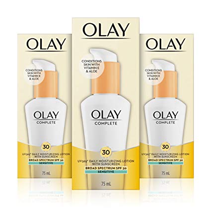 Olay Complete Lotion Moisturizer with SPF 30 Sensitive, 2.5 Fluid Ounce, 3 Count