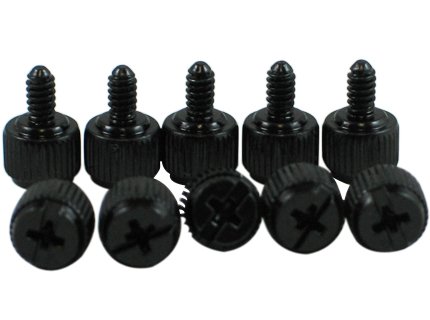 10 x Black Computer Case Thumbscrews (6-32 Thread) for Cover / Power Supply / PCI Slots / Hard Drives
