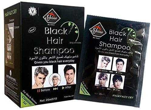 10 PCS Dexe Black Hair Shampoo Instant Hair Dye for Men Women Black Color - Simple to Use - Temporary Hair Dye- Last 30 days - Natural Ingredients, Great Choice for Woman&Man
