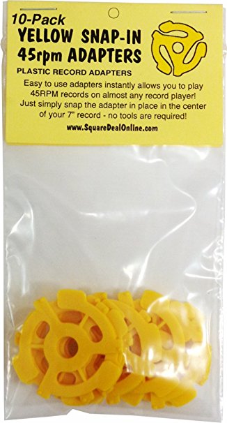 7" Yellow Plastic Record Inserts - Flat style - 10 Pack (A.K.A. "45 Adapter" / Adaptor)