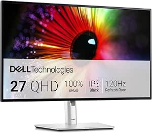 Dell U2724D UltraSharp 27" QHD (2560x1440) Écran PC, 120Hz, IPS Black, 5ms, 98% DCI-P3, 2X USB-C, 2X DisplayPort, HDMI, 3X USB, Garantie 3 Ans, Argent