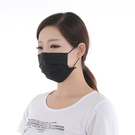 JUMUU Black Four Layer Disposable Charcoal Activated Carbon Mask Filter Antivirus Bacteria - 50 Pieces (Each Piece Is Individually Packed)