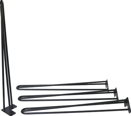 28" Hairpin Legs (Satin Black, Three-Rod) ▫ Industrial Strength ▫ Mid Century Modern ▫ Set of 4 Table Legs