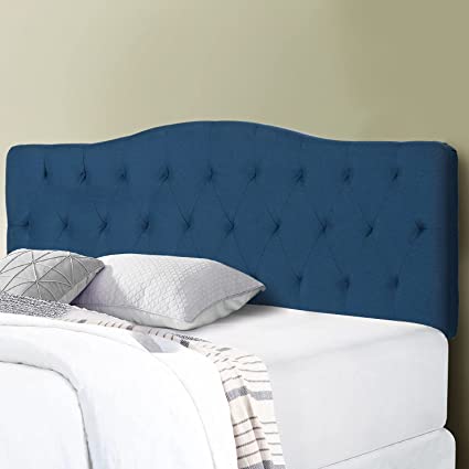 VECELO Upholstered Linen Fabric Surface Metal Frame/Woodboard/Inner Sponge,Headboards for King Bed Blue