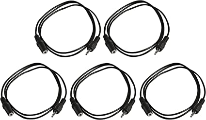 Five Pack Of YCS Basics 3 Foot 3.5mm Headphone Extension Cables Male/Female