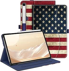 Fintie Case for Samsung Galaxy Tab S9 FE 5G 10.9 Inch/Galaxy Tab S9 11 Inch 2023, Multi-Angle Viewing Protective Cover with Pocket, Auto Sleep/Wake, US Flag