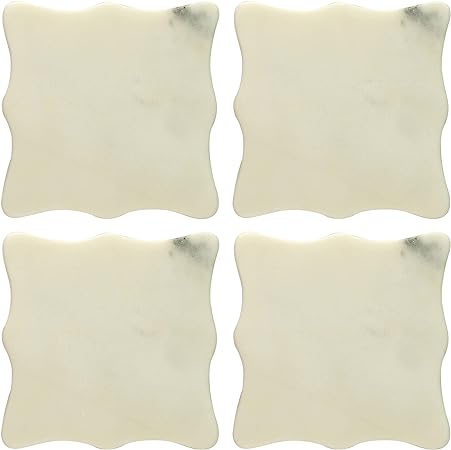 Thirstystone Shield Marble Coasters (Set of 4), White