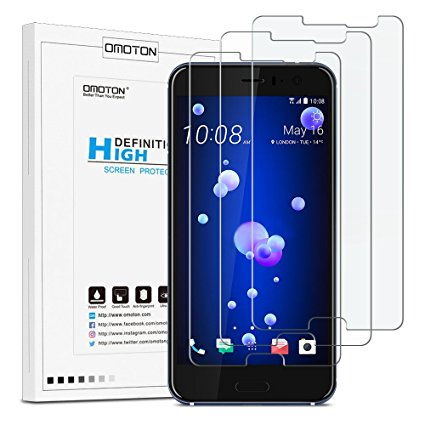 HTC U11 Screen Protector [3 Pack]- OMOTON High Definition Screen Protector for HTC U11 / U 11 with [Anti-Scratch] [Bubble Free][New Version]