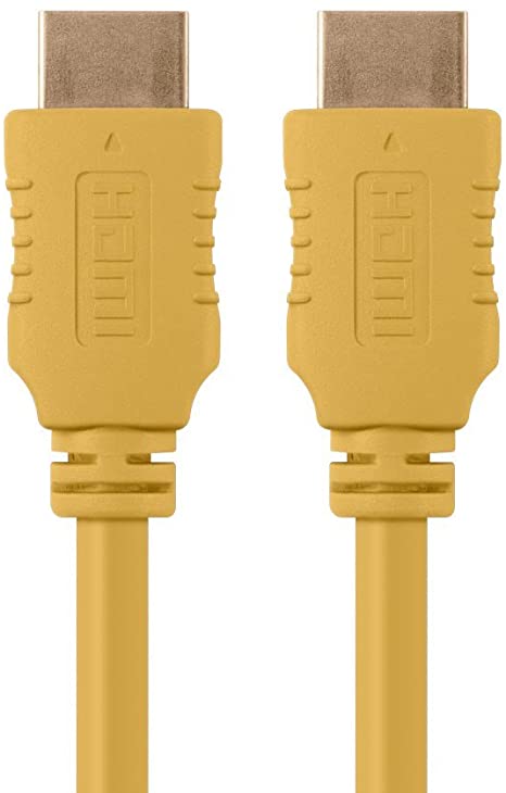 Monoprice HDMI High Speed Cable - 6 Feet - Yellow, 4K@60Hz, HDR, 18Gbps, YUV 4:4:4, 28AWG - Select Series