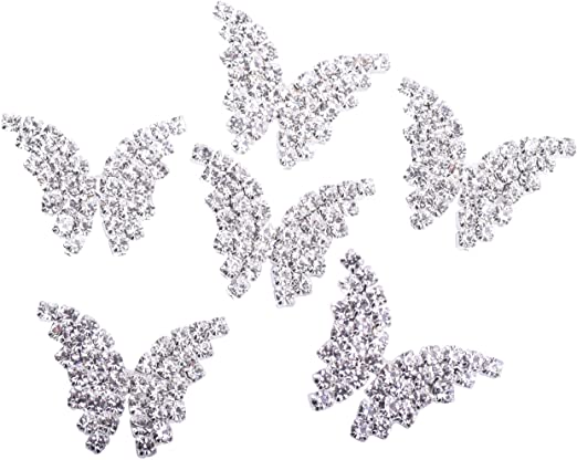 KAOYOO 10Pcs Crystal Rhinestone Butterfly Embellishments Buttons,Sew on Buttons for DIY,Decoration(20mm)