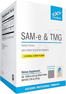 XYMOGEN SAM-e & TMG - Trimethylglycine, SAM-e 400mg, and Calcium Supplement - Liver, Mood and Joint Support Supplement - Gluten Free, Vegan & Non GMO (30 Servings)