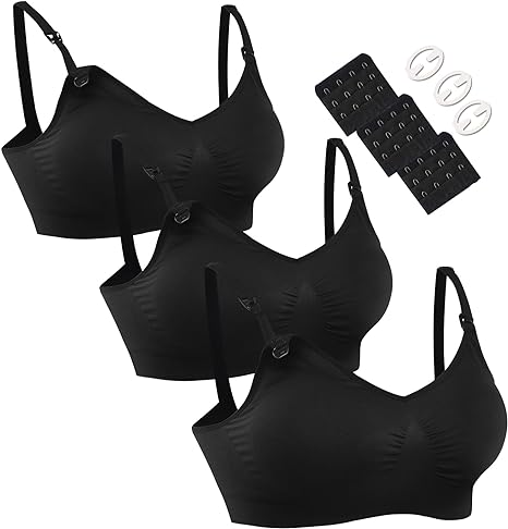 HOFISH Maternity Nursing Bras for Breastfeeding Comfort Seamless Wirefree Pregnancy Bras S-XXL with Bra Extenders & Clips