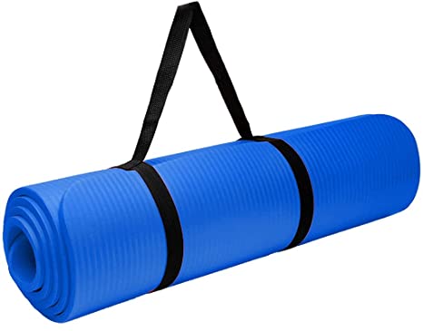 MAXWELL®FIT- Yoga Mat for Women and Men Fitness(SIZE-4mm) with Carrying Strap Extra Thick & Large Excercise Mat for Workout Yoga Fitness Anti Tear Anti Slip(Color-Blue) (Qnty-1 Pcs)
