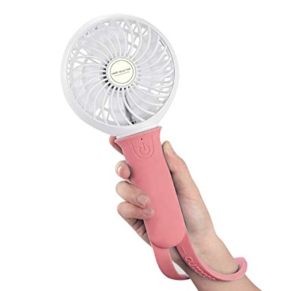 CestMall Handheld Fan, Mini Fan with Emergency LED light, USB Charging Personal Portable Fan for Home Office Outdoor Travel Camping (Pink)