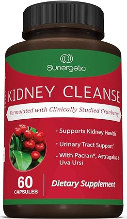 Kidney Cleanse Supplement Support Formula with Organic Cranberry Extract -60 Vegetarian Capsules