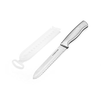 Farberware Stainless-Steel Serrated Utility Knife with Clear Sheath, 5-Inch