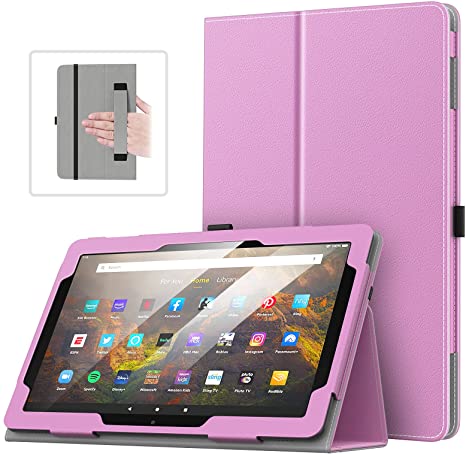 MoKo Case Fits All-New Kindle Fire HD 10 & 10 Plus Tablet (11th Generation, 2021 Release) - Slim Folding Stand Cover with Auto Wake/Sleep, Lavender Purple