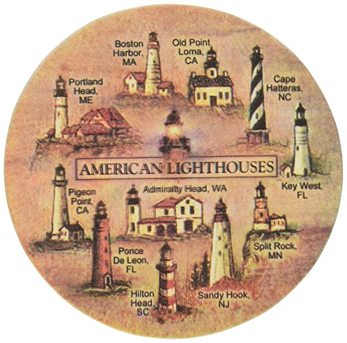 Thirstystone Stoneware Lighthouses Coaster, Multicolor