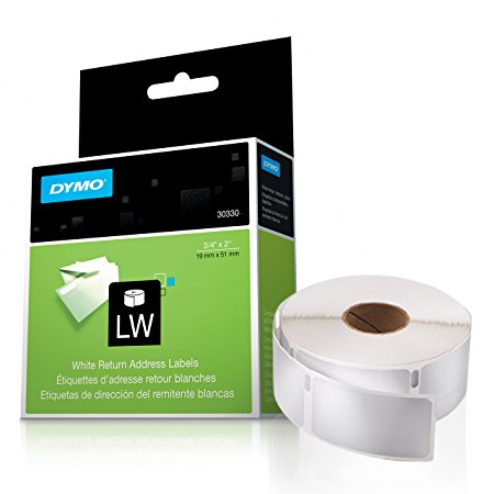 DYMO LW Return Address Labels for LabelWriter Label Printers, White, 3/4'' x 2'', 1 roll of 500