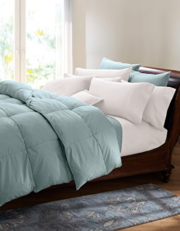 Cuddledown 400 Thread Count Colored Down Comforter, Queen, Level 2, Seaglass
