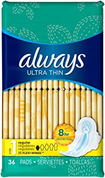Always Pads Ultra Thin Size 1-36 Count Regular (6 Pack)